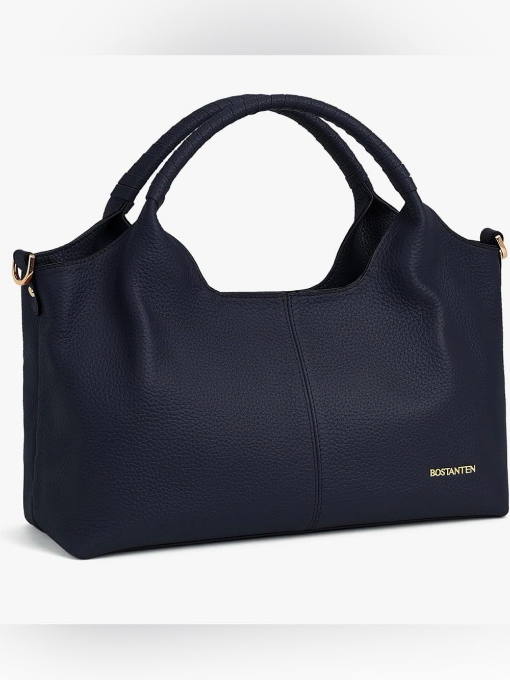 Bostanten navy blue Pebble Leather Hobo Bag